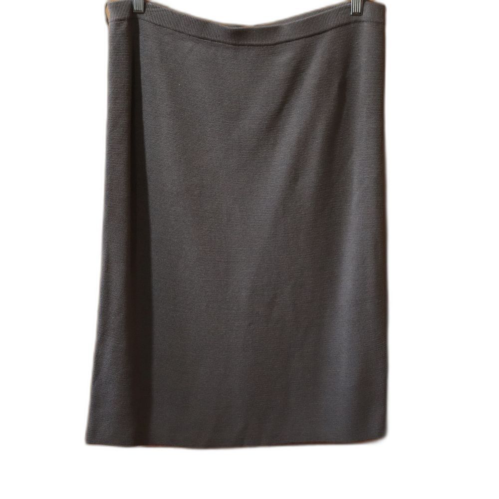Eileen Fisher Gray Knit Silk Pencil Skirt Academia Business Casual Large